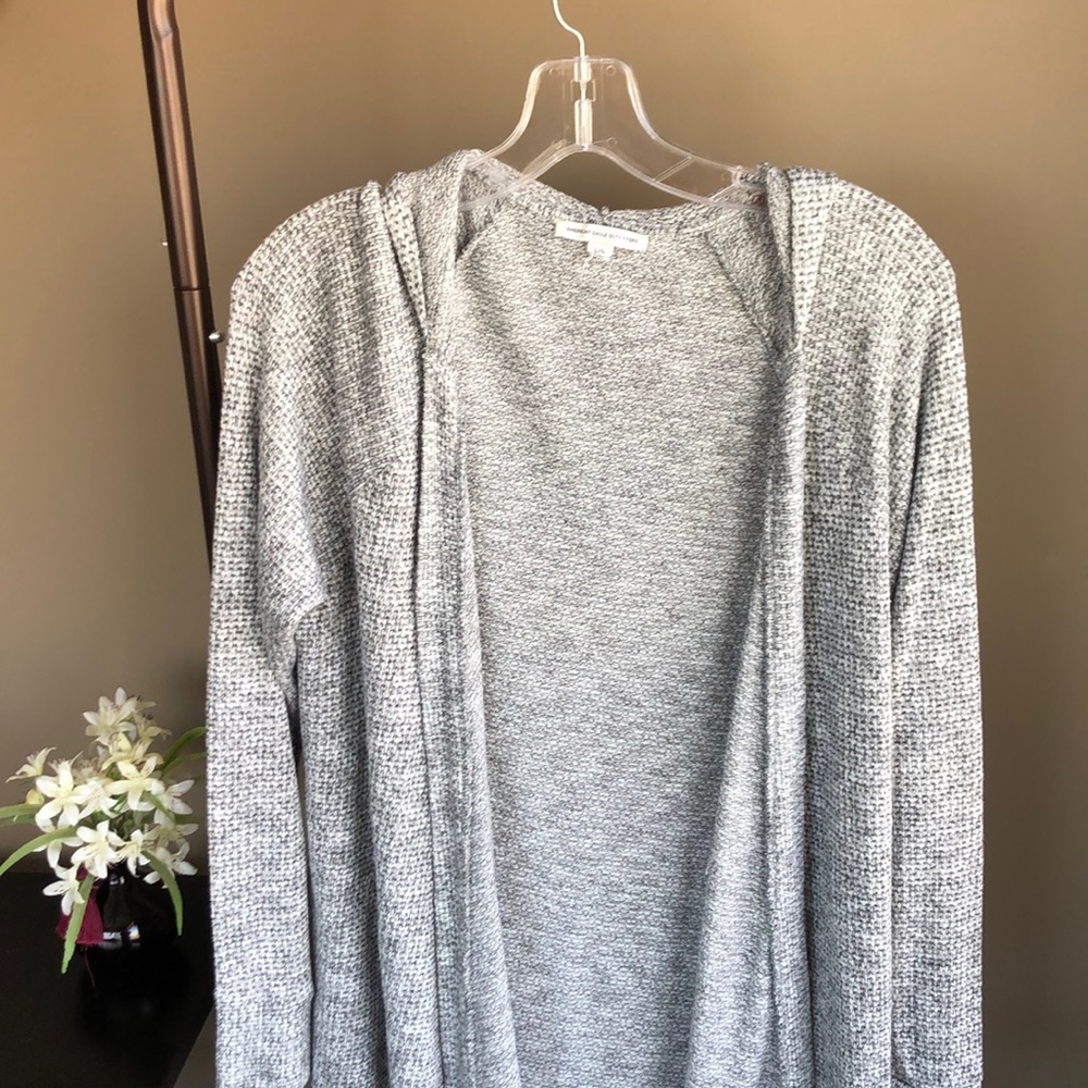 Light Gray Cardigan with Hood